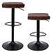 SUPERJARE Bar Stools Set of 2-360° Swivel Barstools, Adjustable Height Bar Chairs, Rustic Counter Height Chairs for Pub Kitchen, Retro Brown