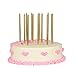 SkyQor Birthday Cake Candles Gold metallic long and thin - festive wedding, birthday, party cake decorations set, with holders 14 pack