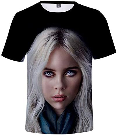 Billie Eilish Bad Guy Pop Singer Music Star Mens Womens 3D Print Cool Cute Soft Short Sleeve Polyester T Shirt T03765 S