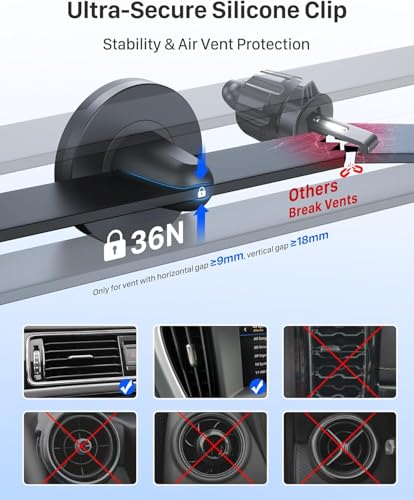 YOSH Car Phone Holder, Magnetic Phone Holder with Strong Upgraded Magnets, Super Stable Air Vent Cradle Compatible with iPhone & Samsung Includes Metal Plates, Car Accessories
