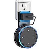 Bovon Outlet Wall Mount Hanger Holder Stand for Dot 2nd Generation, Best Space-Saving Dot Accessories for Your Smart Home Speaker without Mess Wires or Screws (Short Charging Cable Included) (black)
