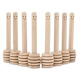 14 Pack - Mini Honey Dipper 3.2 Inch Wood Sticks with Cute Smile Face for Honey Jar Pot Dispense