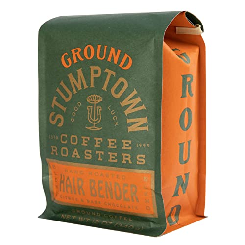 STUMPTOWN COFFEE ROASTERS, MEDIUM ROAST GROUND COFFEE – HAIR BENDER 12 OUNCE BAG, FLAVOR NOTES OF CITRUS AND DARK CHOCOLATE