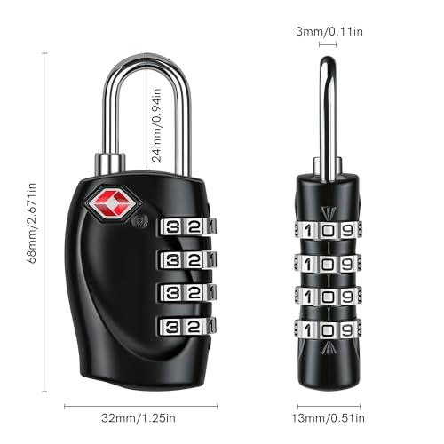 T Tersely （4 Pack）TSA Approved Luggage Combination Locks, 4 Digit Combination Padlock with Alloy Body TSA Lock for Travel Bag, Suit Case, Lockers, Gym, Bike Locks or Other