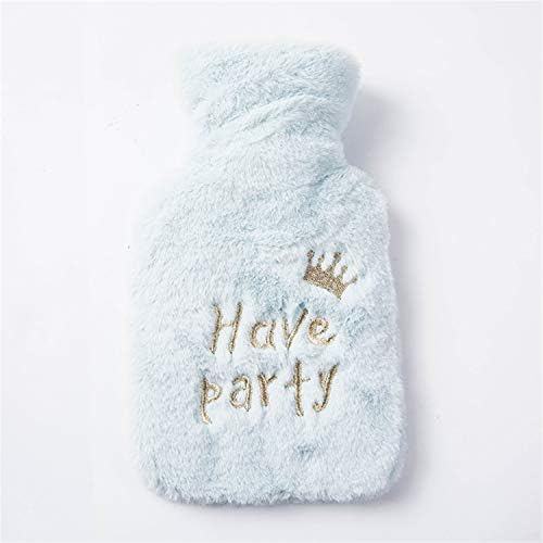 SUWIN 500ml Cute Portable Embroidered Crown Plush Hot Water Bottle, Water-Filled Explosion-Proof Hand Warmer, for Students Girls and Children