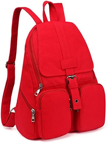 Canvas College School Cute Backpack for Teen Boys Girls Women Ladies Lightweight Large Backpack Bag Bookbag(Red)