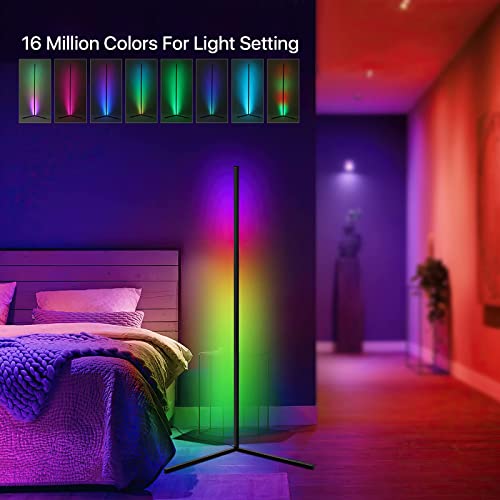THY-HOM RGB Lamp, Corner Floor Lamp Mood Lighting, Standing LED Corner Color Lamp with Remote Control 56’’ Dimmable LED Light for Living Room, Bedroom, Gaming Room, Party