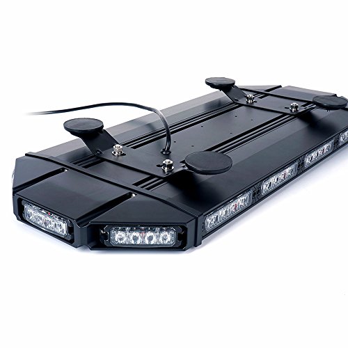 Xprite White Amber Black Hawk 27" Professional LED Stealth Low Profile Roof Top Strobe Light Bar