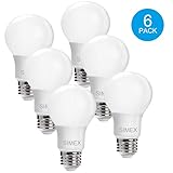 Simex Lighting A19 LED Bulbs, 60 Watt Equivalent, Soft White, 3000K, E26 Socket, Not Dimmable - Pack of 6