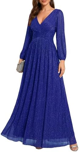 betsy and adam long sleeve dresses Betsy & Adam Women's Metallic V-Neck Ruched-Waist Gown - Sage/Gold