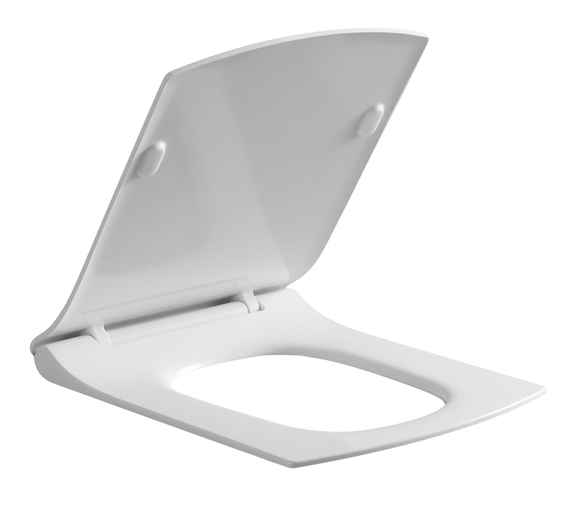 Soft Close Square Toilet Seat White with Quick Release for Easy Clean Loo Seat with Adjustable Hinges Standard Square Shape Toilet Seats