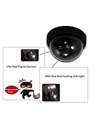 Cámara de cúpula CCTV de seguridad falsa WALI, 4 unidades, con luz led roja intermitente con calcomanías de alerta de seguridad