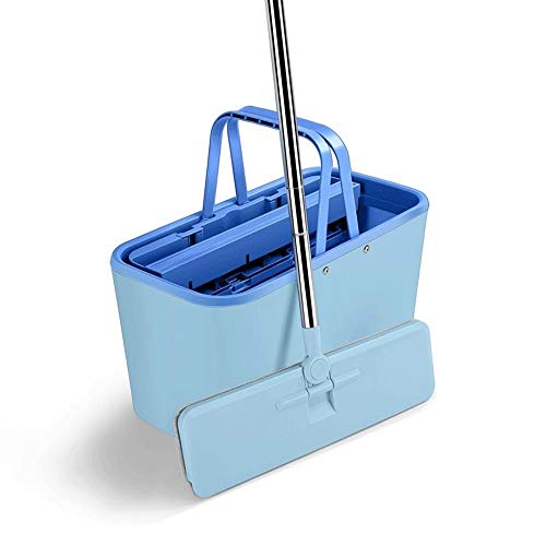 Flat Scraper Double Barrel Hand-Free Lazy Household One-deep Dry Wet Dual-use Multi-Purpose Mop Pink, Dark Green, Blue (Color : Blue)