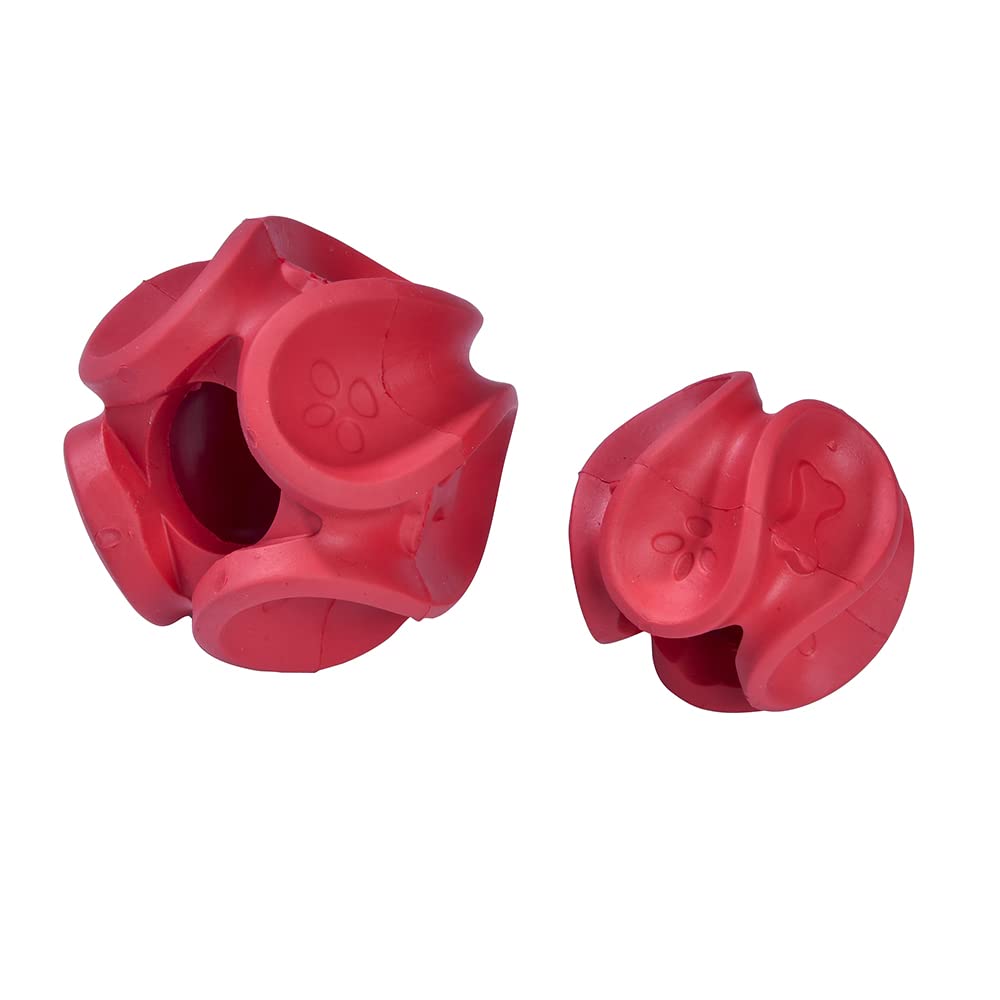 Bobby Wawe - Rubber Dog Ball For Dental Hygiene, Resistant Dog Toy, Washable, Red, 8x8x7 CM