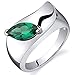 PEORA Simulated Emerald Museum Solitaire Ring for Women 925 Sterling Silver, 1 Carat Marquise Shape 10x5mm, Size 7, Promise, Engagement, Statement Ring, May Birthstone, w/Jewelry Box