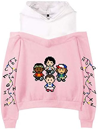 Huateng Stranger Things American Drama Strange Things Female Models Strapless Straps Hooded Sweater Strapless Hoodie Sweatshirt Jumpsuit for Home