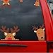 Reindeer Window Decals Double Sided Christmas Window Clings Stickers Xmas Rudolph Decals for Glass Windows Christmas Wall Decal Cartoon Deer Decal Car Sticker Xmas Party Supplies Indoor Home Decor