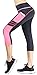 Sugar Pocket Women's Capris Tights Workout Running Leggings Yoga Pants S(Grey/Pink)