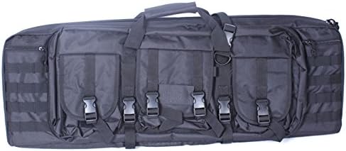 VIVOI 42" PVC Double Carbine Padded Case Gun Bag with Quick Release Buckle (Black)