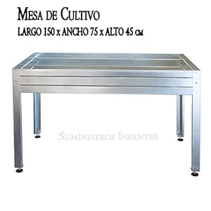 MESA DE CULTIVO Acero Galvanizado. Medidas: Largo 150cm x Ancho ...