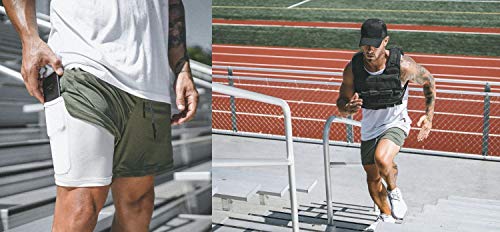LINNHUE Mens Sport Shorts Gym Running Tight 2 in 1 met Pocket Liner Sneldrogende Ademend Training Oefening Jogging… - Image 8