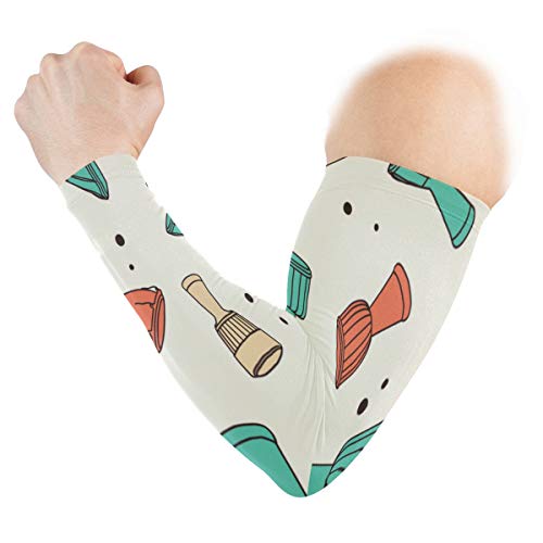 NQEONR Sports Athletic Arm Sleeve Drumming Instrument Band Art Popular Print Compression Sleeves Arm Warmer Moisture Wicking Uv Protection for Youth Adult Outdoor Sunblock Protective Gloves Sleeves