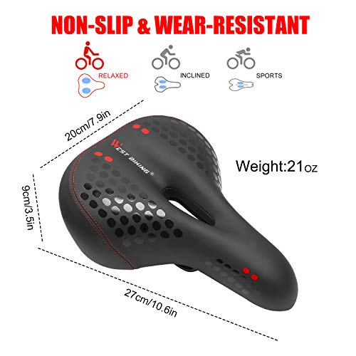 Black Gel Bike Seat, West Biking Bicycle Saddles Cushion Dual Spring