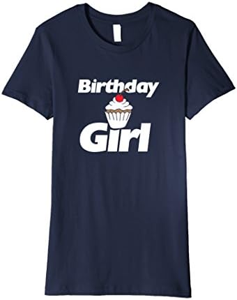 Womens Birthday Girl t-shirt Bday girl cupcake art tee Medium Navy