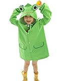 Children Kids Cute Cartoon Waterproof Hood Raincoat Poncho Jacket Rain Coat Suit Fit for Age 3-8 Years Old Green