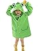 Children Kids Cute Cartoon Waterproof Hood Raincoat Poncho Jacket Rain Coat Suit Fit for Age 3-8 Years Old Green