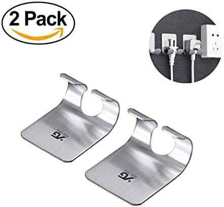 Levoberg 2 PCS Wall Hooks Self Adhesive Shaving Razor Holder Stainless Steel Power Plug Line Hooks Multi-purpose #1