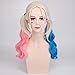 Genenric Wavy Curly Cosplay Wigs with Long Ponytail and Cap - Pink / Blue