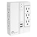 ONSMART Wall Tap Swivel Surge Protector 6-Outlet Power Strip 2 USB Charger, Portable Wall-Mount Socket