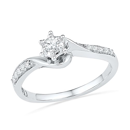 10KT White Gold Round Diamond Twisted Promise Ring (1/6 cttw)