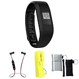 Garmin Vivofit 3 Activity Tracker Fitness Band - Regular Fit - Black (010-01608-00) with Xtreme Fusion Bluetooth Headphones Black/Red, 2600mAh Keychain Power Bank & Neoprene Pouch
