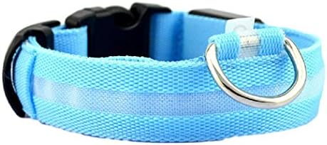 Pet Collars For Dogs Safety Pet Collar For Lighted Up Nylon Solid LED (L, Blue)