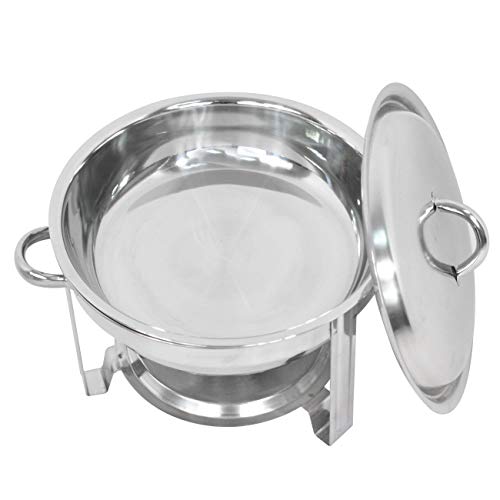 Epetlover Round Chafing Dish 5 Quart Full Size Stainless Steel Chafer dish Warmer Set with Food Pan, Water Pan, Fuel Holder and Dome Cover for Kitchen, Buffet, Chef Team, Banquet - Thumbnail 4