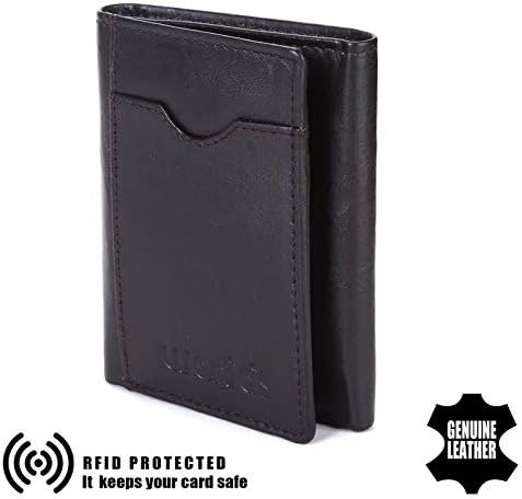 Wanias Men’s RFID Blocking Trifold Wallet Formal Slim Wallet Genuine Leather Stylish Wallet for Men