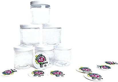 STEMulating Science™ Slime Containers with Lids -6 Pack ♥ MADE IN THE USA ♥ 8 Oz. Clear Putty Slime Jars with Lids and stickers -BPA Free