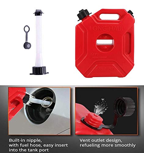 YOUNGFLY 1.3 Gallon Motorcycle Gas Can, Container Plastic Storage Gas Tank with 1 Pack Mount & Replacement Pour Spouts Emergency Backup for SUV UTV Dirt Bike Car Boat Vehicle, Red - Thumbnail 7