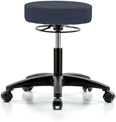 Perch Life Rolling Pneumatic Adjustable Stool For Lab Medical Office Spa Salon Kitchen Garage 20.5" - 28" (Hard Floor Casters/Imperial Blue Vinyl)