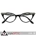 zeroUV Blue Light Blocking Vintage Cat Eye Glasses for Women UV400 Embellished with Rhinestones, 50s Rockabilly Accessories 51mm (Black)