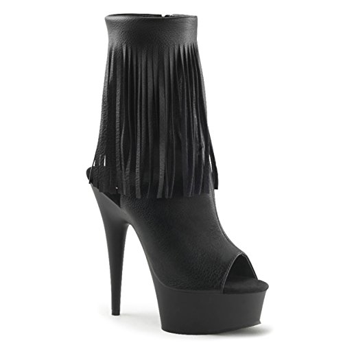 Women Black Fringe Boots Open Toe Shoes 