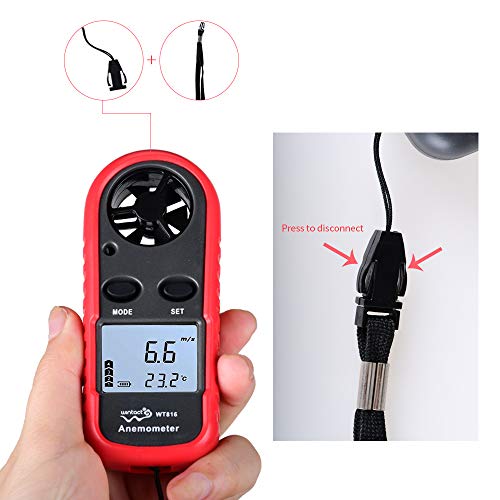 Anemometer Handheld Wind Speed Meter Gauge, Digital Air Temperature Anemometer HVAC Velometer Wind Velocity Meter Thermometer with Backlight Chill MAX AVG for Shooting Windsurfing Kitesurfing Sailing - Thumbnail 5