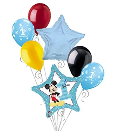 Amazon Com 7 Pc Mickey Mouse 1st Birthday Balloon Bouquet Party
