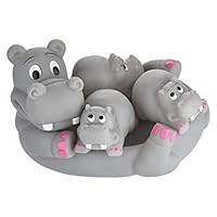 Honglixue Baby Kids Cute Marine Small Animal Mummy and 3 Babies Floating Bathtub Play Toy Set Hippo Rubber Doll Baby Bathroom Bath Toys