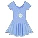 Arshiner Girls Ballet Leotard with Chiffon Tutu Skirt Dance Wear Short Sleeve Toddler Ballerina Outfit Dress Blue
