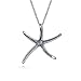 Starfish Nautical Beach Pendant Large Necklace For Women For Girlfriend Shinny High Polish 925 Sterling Silver 16in