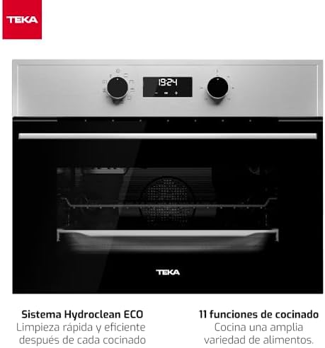 HSC 635 P S - Forno Compacto Pirolítico Multifunções de 45 cm, Sistema de Limpeza com HydroClean PRO, 8 Funções de Cozinha, Controlo Tátil, Aquecimento Rápido, Cor de Aço Inoxidável