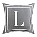Fascidorm Gray Pillow Cover English Alphabet L Throw Pillow Case Modern Cushion Cover Square Pillowcase Decoration for Sofa Bed Chair Car 18 x 18 Inch